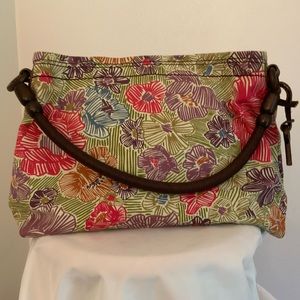Vintage Fossil Flower Print Handbag